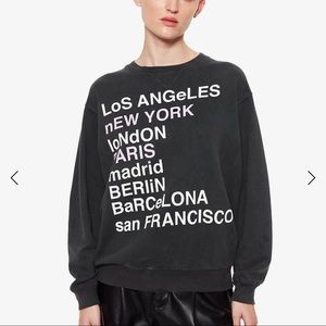Anine Bing City Love Sweatshirt Sz XS Charcoal